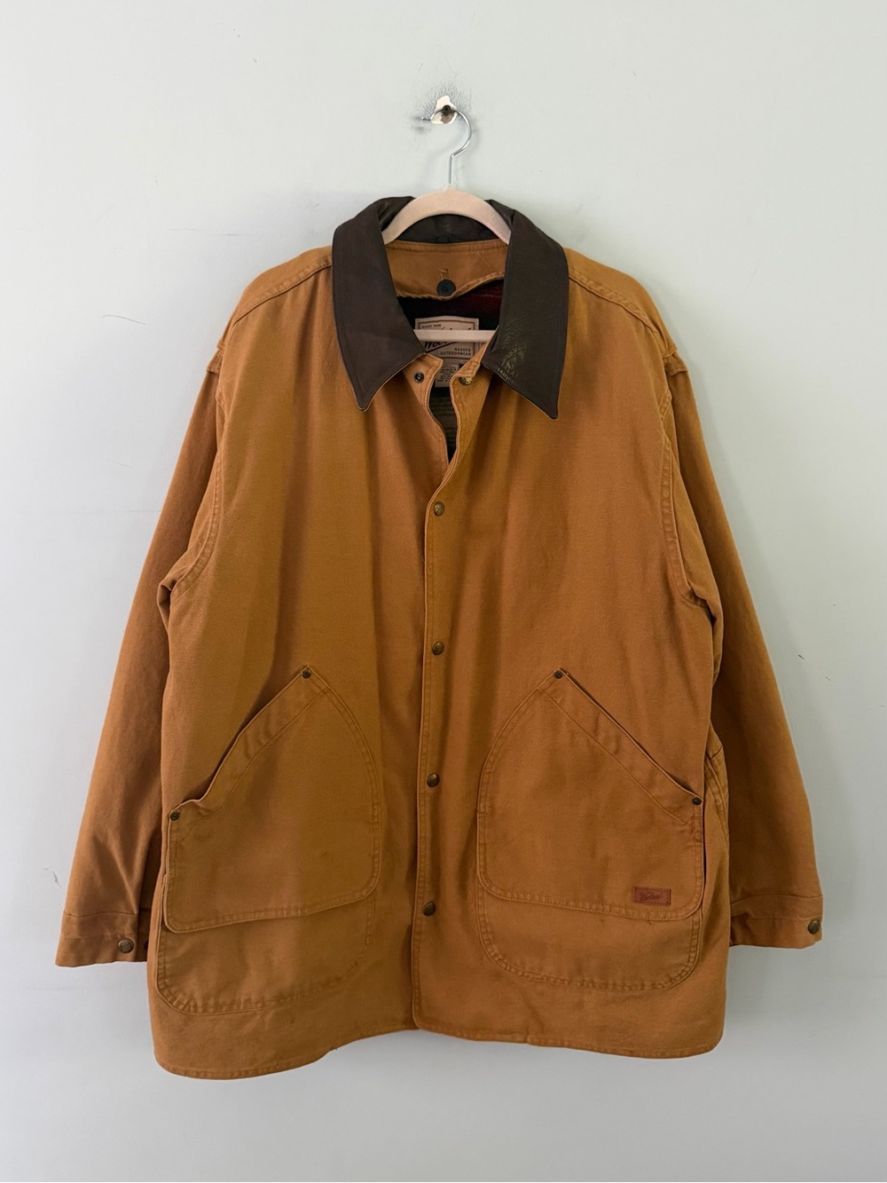 Vintage Woolrich Tan Chore Barn Coat Southwestern Blanket Lined Jacket